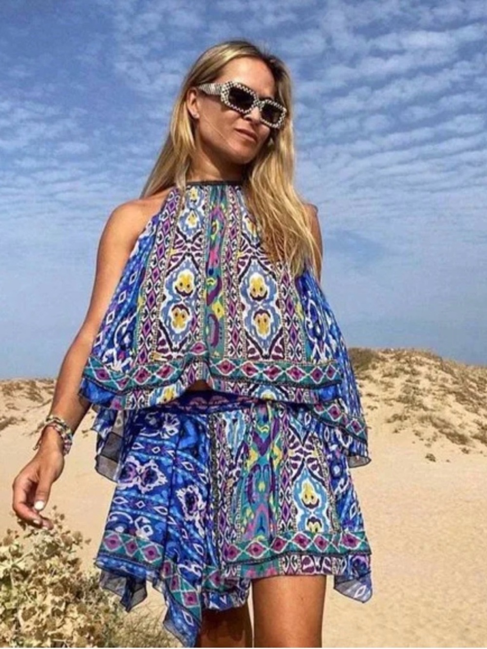 Zara Aztec Print Halter Swing Top
Matching Skirt Set
